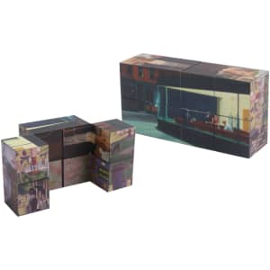 A 3D Flips Square Magic Cube in multiple colours featuring various artistic prints, with a branding logo visible.