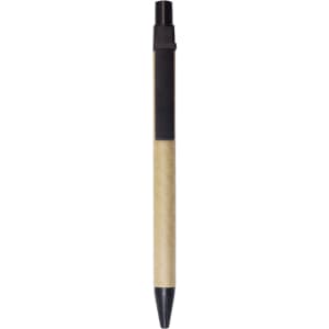 A Kraft paper ball pen with a black clip and tip. The body has a natural brown paper finish.