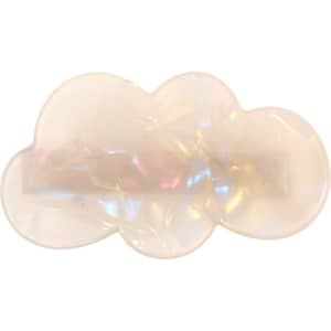 A cloud-shaped hair clip in iridescent white with a smooth finish, featuring a subtle shimmer effect.