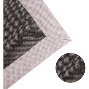 Acrylic fibre logo mat featuring a textured surface with a black and grey pattern, edged with a light-coloured perimeter.