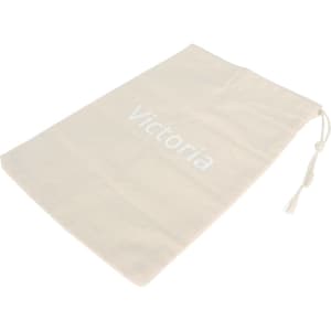 A small cotton produce bag in a natural beige colour featuring a branding logo.