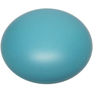 A round tablet-shaped stress reliever in a vibrant turquoise colour. It features a smooth, matte finish.