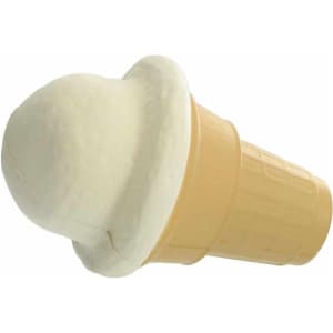 An ice cream cone-shaped stress reliever in cream and tan colours, featuring a textured cone design.