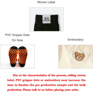 Crew Premium Digital Printed Socks featuring a woven label, PVC gripper dots on the sole, and an embroidered bear design.