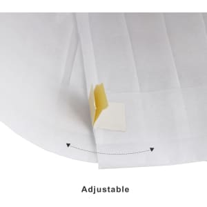 A disposable non-woven chef hat in white, featuring an adjustable tab for sizing. It has a simple design with pleats.