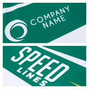 A green sports tee shirt featuring a logo and the text "SPEED LINES" in bold white letters.