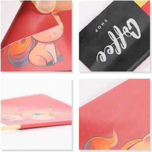 A collection of stickers featuring colourful designs, including a playful pony, with a dark background showcasing branding.