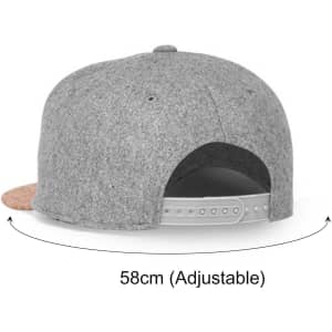 A grey flat cork snapback cap featuring an adjustable strap at the back and a cork detail on the visor.