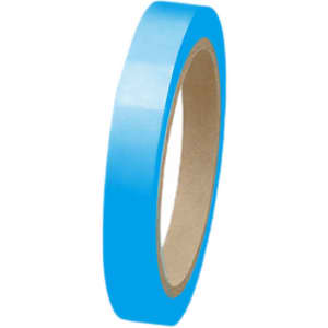 A roll of blue BOPP packaging tape on a cardboard core. The tape has a glossy finish.