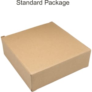 A brown cardboard box with a square shape, designed for packaging and delivery.