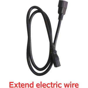 A black electric extension wire with male and female connectors. It is flexible and designed for connectivity purposes.