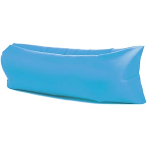 An inflatable lazy bed in a bright blue colour, featuring a simple and sleek design.