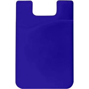 A purple smart wallet featuring a cut-out design and a smooth texture. It has a logo on the front.