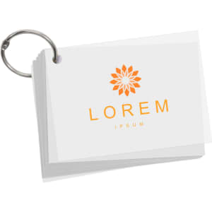A set of A7 index cards with a ring, featuring a white background and an orange logo.