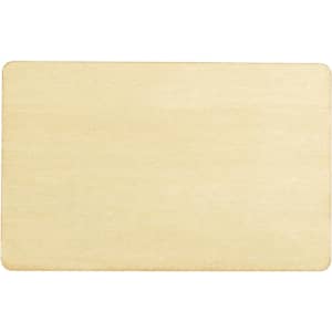 A bamboo business card in a natural finish, featuring a smooth surface and rounded edges.