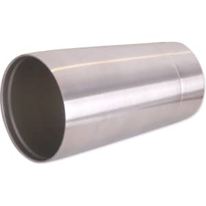 A drink bottle featuring a brushed stainless steel design, cylindrical shape, and a smooth interior.