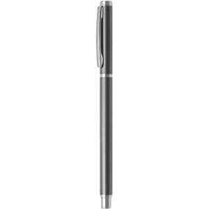 A sleek black aluminium gel pen with a silver accent and a clip. The pen features a smooth, minimalist design.
