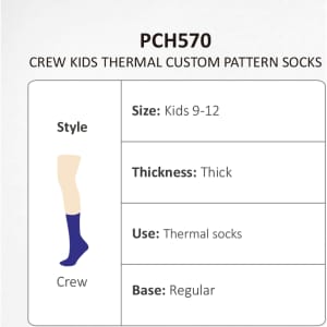 Crew kids thermal socks in navy blue with a thick, regular fit. Includes a logo. Ideal for warmth and comfort.