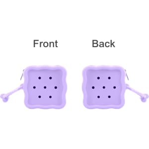 A Square Silicone Holes Pouch in light purple, featuring holes on both the front and back, with a side zipper and a handle.