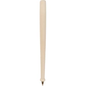 A wooden baseball bat-shaped pen in a light wood colour, featuring a logo on the side.