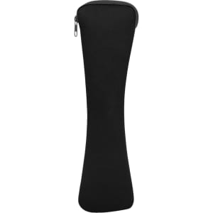 A black zippered pouch designed for storing travel utensils. Features a sleek and streamlined shape.