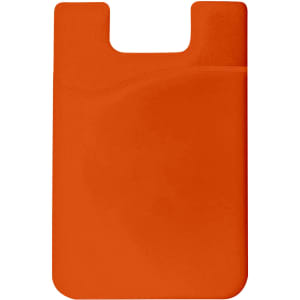 An orange Smart Wallet with a smooth surface and a cut-out for easy access. It features a branding logo.