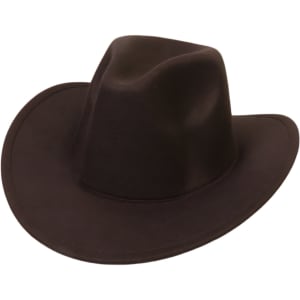 A classic felt fedora cowboy hat in black, featuring a smooth finish and a wide brim.