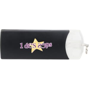 A black Gyro USB flash drive with a transparent cap and a keychain attachment. It features a logo on the surface.