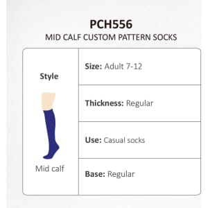 A pair of mid-calf socks in a solid colour, featuring a logo and designed for casual wear.