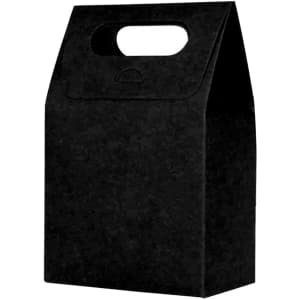 A black die-cut handle bag, measuring 160x260x90mm, with a simple design and a carry handle on top.