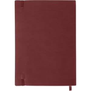 A maroon B5 PU cover notebook with an elastic closure and ribbon bookmark, featuring a smooth textured surface.