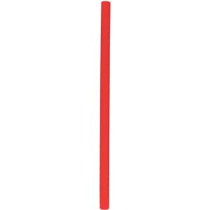 A reusable silicone straw in red, featuring a smooth design and a logo. Ideal for eco-friendly drinking.