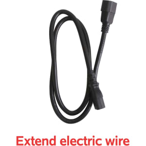 A black electric extension wire with connectors at each end.