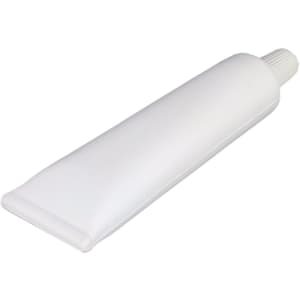 A large white toothpaste-shaped stress reliever with a ribbed nozzle. Features a logo on the surface.