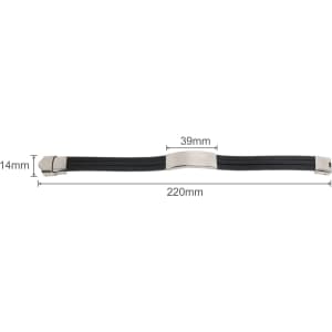 A multi-layer leather bracelet in black featuring a silver clasp, measuring 220mm in length and 14mm in width.