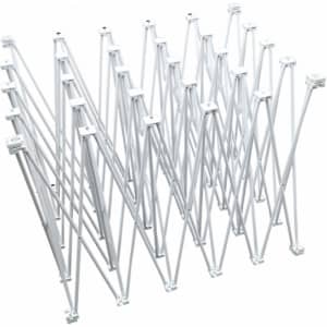 A collapsible display frame in white, featuring stretched supports for a straight pop-up wall.