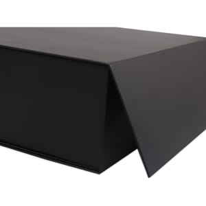 A black medium foldable magnetic box with a sleek, modern design and a closure flap.