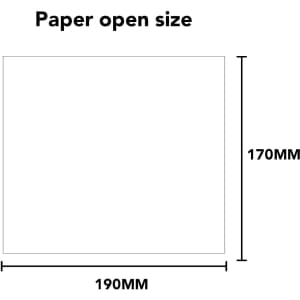 A square paper design with dimensions of 190mm by 170mm, featuring a blank surface.