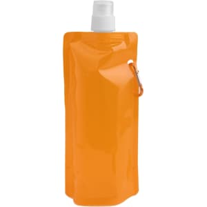 An orange 480ml collapsible pouch with a white spout and a clip attachment.