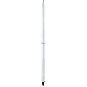 A double-ended pencil and ballpoint pen in white, featuring a sleek design and a logo.