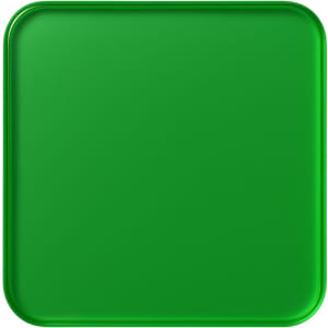 A green custom tinted acrylic coaster with rounded edges and a smooth surface, featuring a logo.