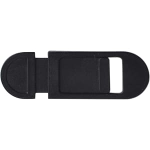 A black tablet webcam cover with a sliding mechanism for privacy protection. It has a simple, streamlined design.