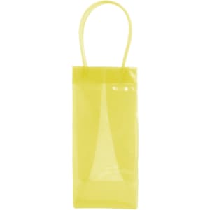 A PVC clear wine ice tote bag in bright yellow, featuring a handle and a transparent design.