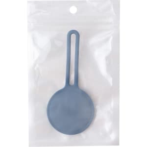 A blue Air Tag protective case in a clear plastic packaging. The case features a loop for attachment.