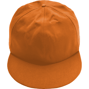 An orange giant baseball cap with a curved brim and no visible logos or branding.