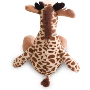 A plush toy giraffe with a spotted pattern, featuring a beige body and brown accents. The toy has a cute expression and floppy ears.