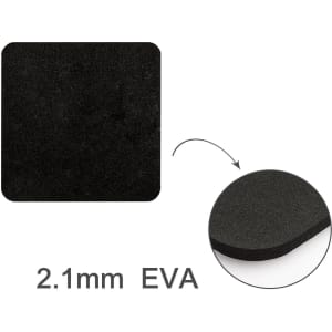 A square black metal coaster with a smooth edge, featuring a textured surface, made of 2.1mm EVA material.