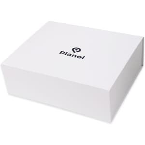 A white foldable magnetic box with a logo displayed on the top. It features a clean, minimalistic design.