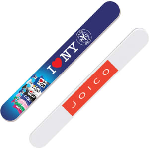 An emery nail file featuring a blue side with "I ♥ NY" design and a white side with "JOICO" branding.