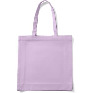 A lavender tote bag with two handles and no visible logos or branding.